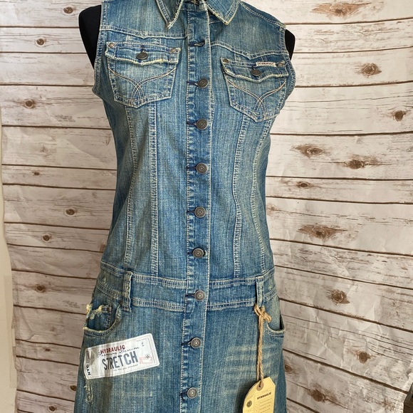 NEW Hydraulic Premium NYC Denim stretch JEAN DRESS - Picture 2 of 13